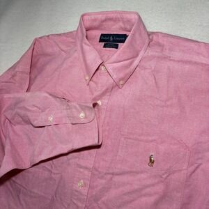 Ralph Lauren Blake Shirt Mens XL Pink Cotton Oxford Button Down Long Sleeve Pony